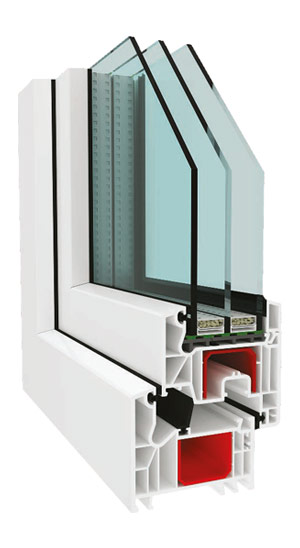 Profilschnitt des Kunststofffensters Thermofuchs 80